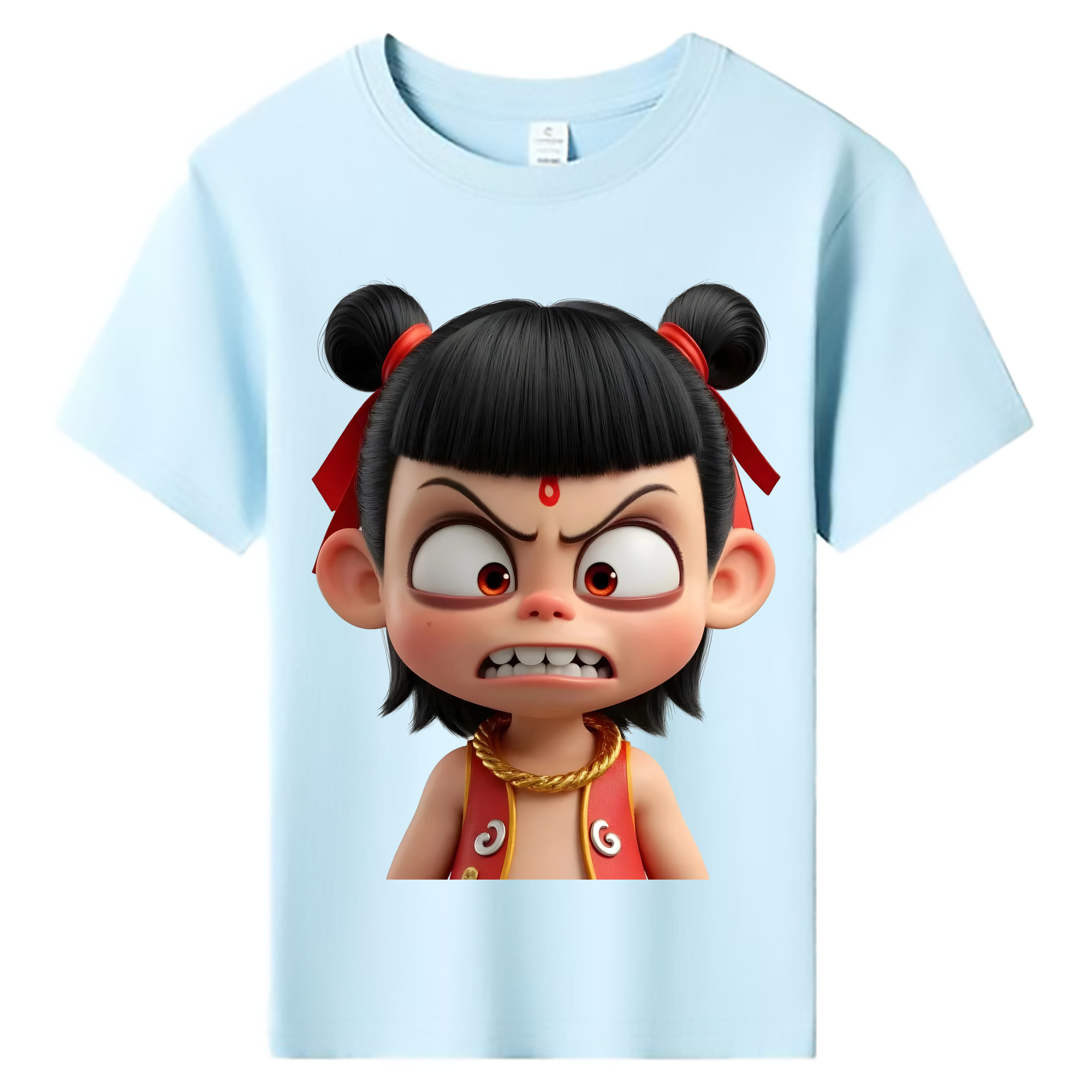 （画像用） Ne Zha 2 ナタ 魔童の大暴れ 綿100％キッズTシャツ（フロントプリント）